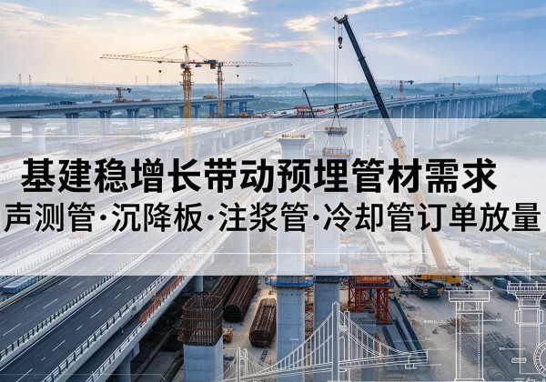 云城基建稳增长带动预埋监测管材需求，声测管、沉降板、注浆管订单持续放量